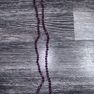 Elegant Long Maroon Beaded Necklace